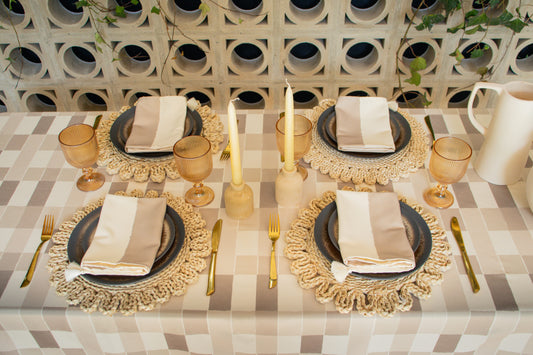 Kit Mantel Brick Beige + Servilletas