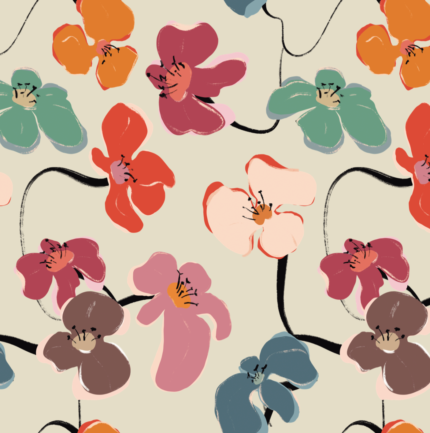 Set servilletas Retro Flower